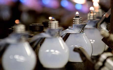 Pearl lightbulbs on a production line