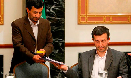 Iran's president Mahmoud Ahmadinejad with Esfandiar Rahim Mashaei